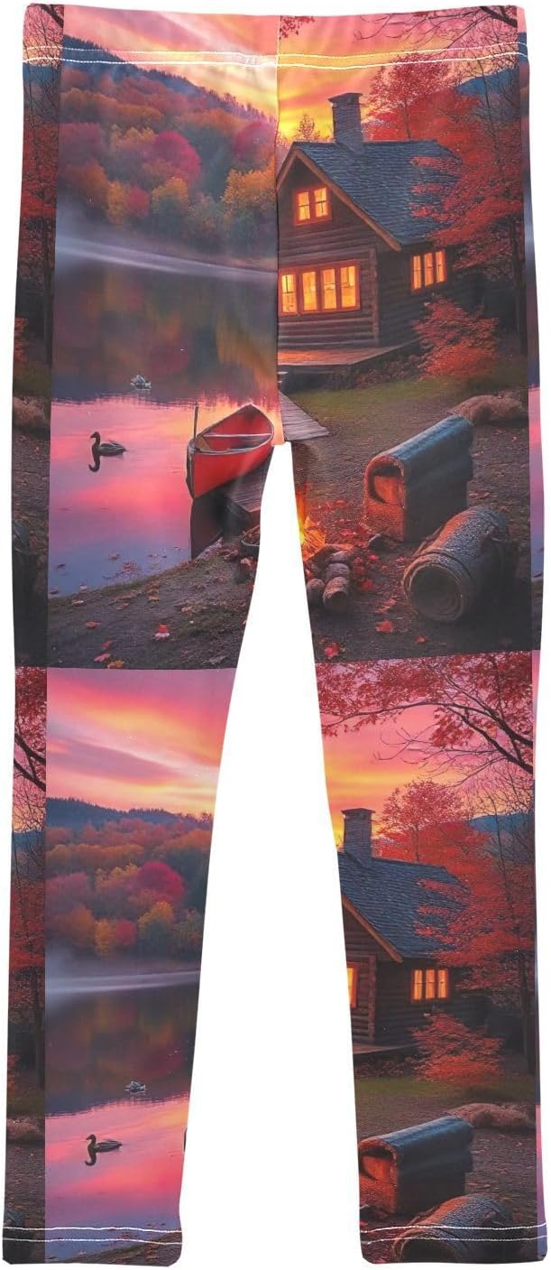 GAIREG Girls Printed Yoga Pants Lakeside Cabin