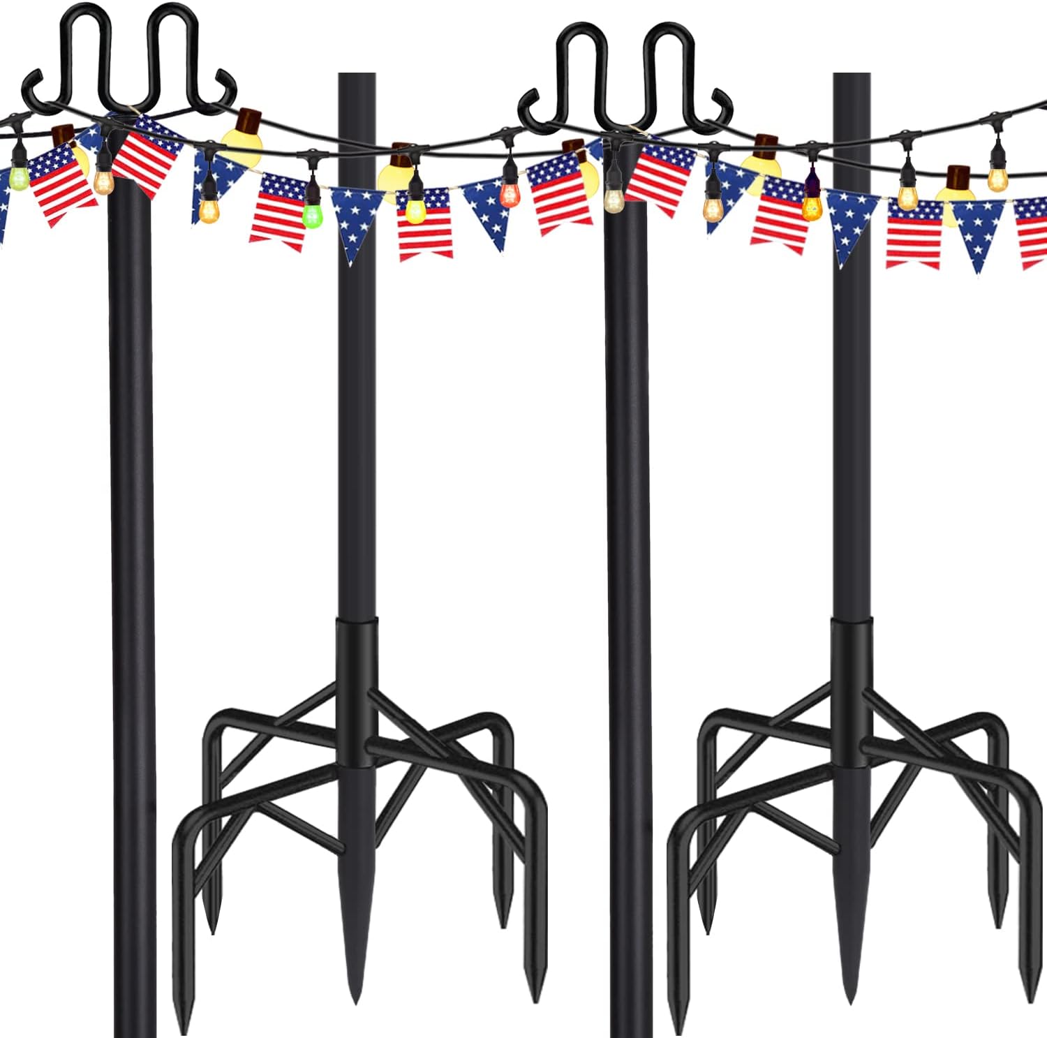 Jowkou String Light Poles for Outdoor String Lights 2 Pack, 100 Inch Light Poles for Outside