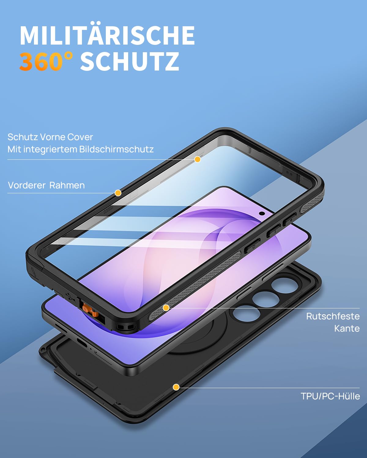 für Samsung Galaxy S26 Ultra Hülle, IP68 Wasserdicht mit Ständer 360° Outdoor Schutzhülle für Magsafe, Staubdicht Panzerhülle mit Displayschutz Handyhülle für Samsung S26 Ultra Case, Schwarz
