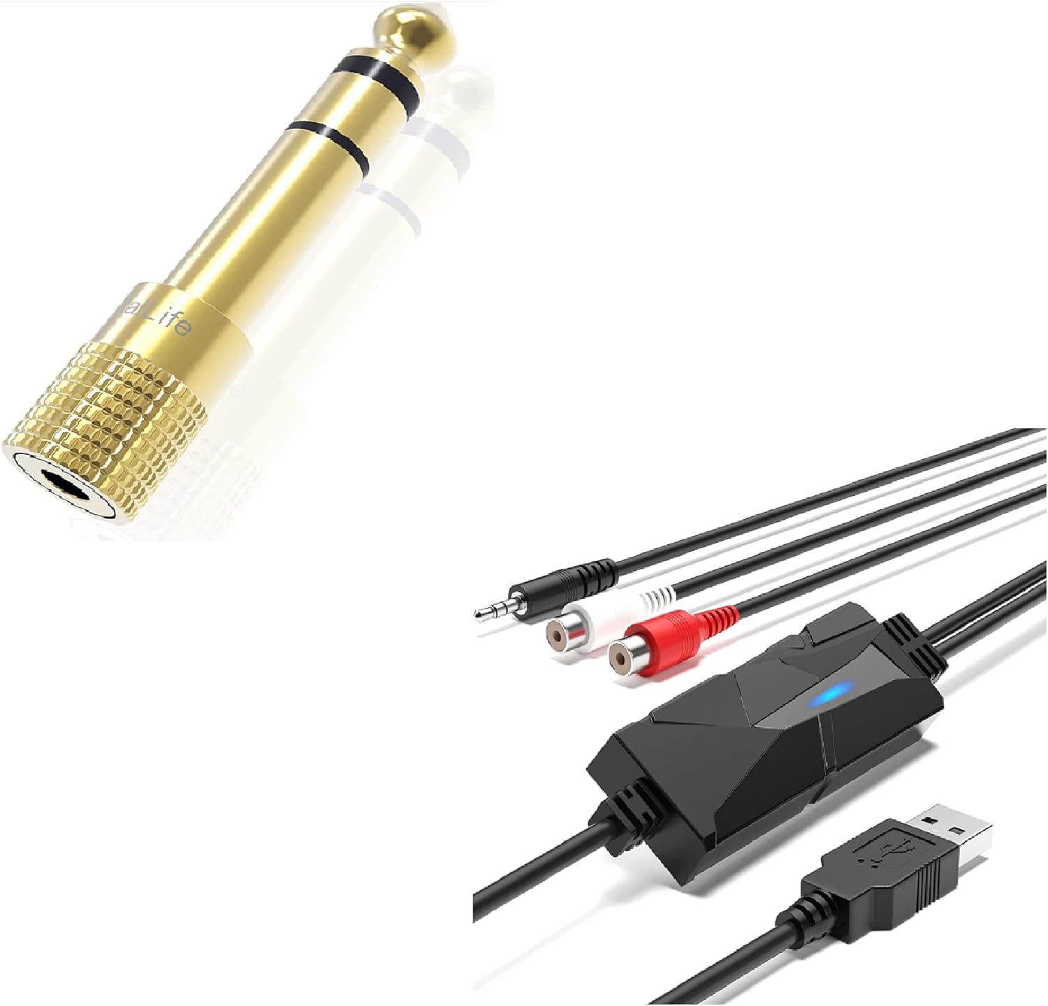 DigitalLife USB Audio Capture Device and 6.35mm to 3.55mm Audio Adapter Electronics