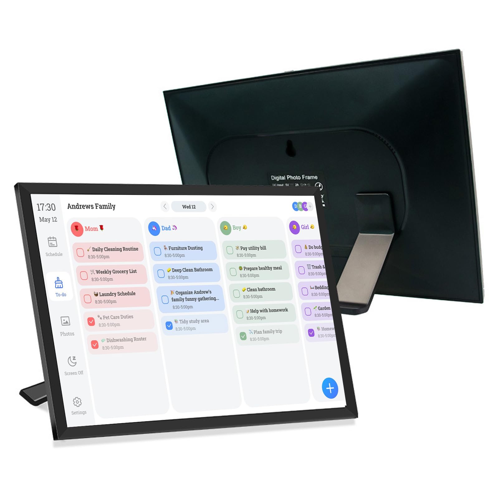 Denash 10.1 in Calendario Digitale Intelligente e Pianificatore HD Touchscreen Smart Calendar con Piani per la Tabella delle Faccende, il Family Office, il Supporto per, Calendar,