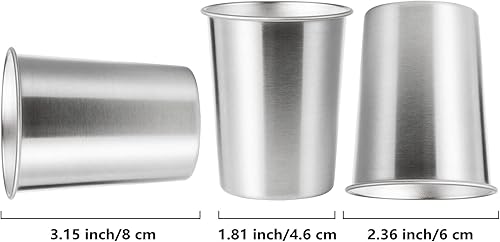 Miniatura 4 de Paquete de 8 vasos de acero inoxidable de 6 onzas para niños, sin BPA, de metal saludable, inastillable, apilables, vasos para beber