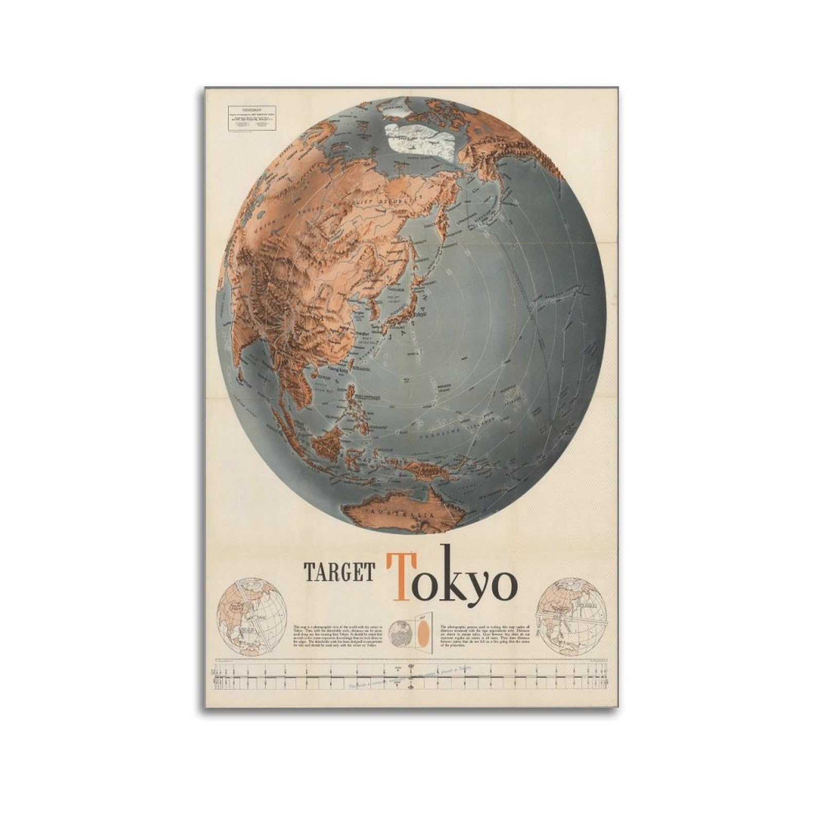 OKAHYS Vintage Travel Map Poster Target Tokyo Decorative Painting Canvas Wall Artworks Picture 24x36inch(60x90cm)