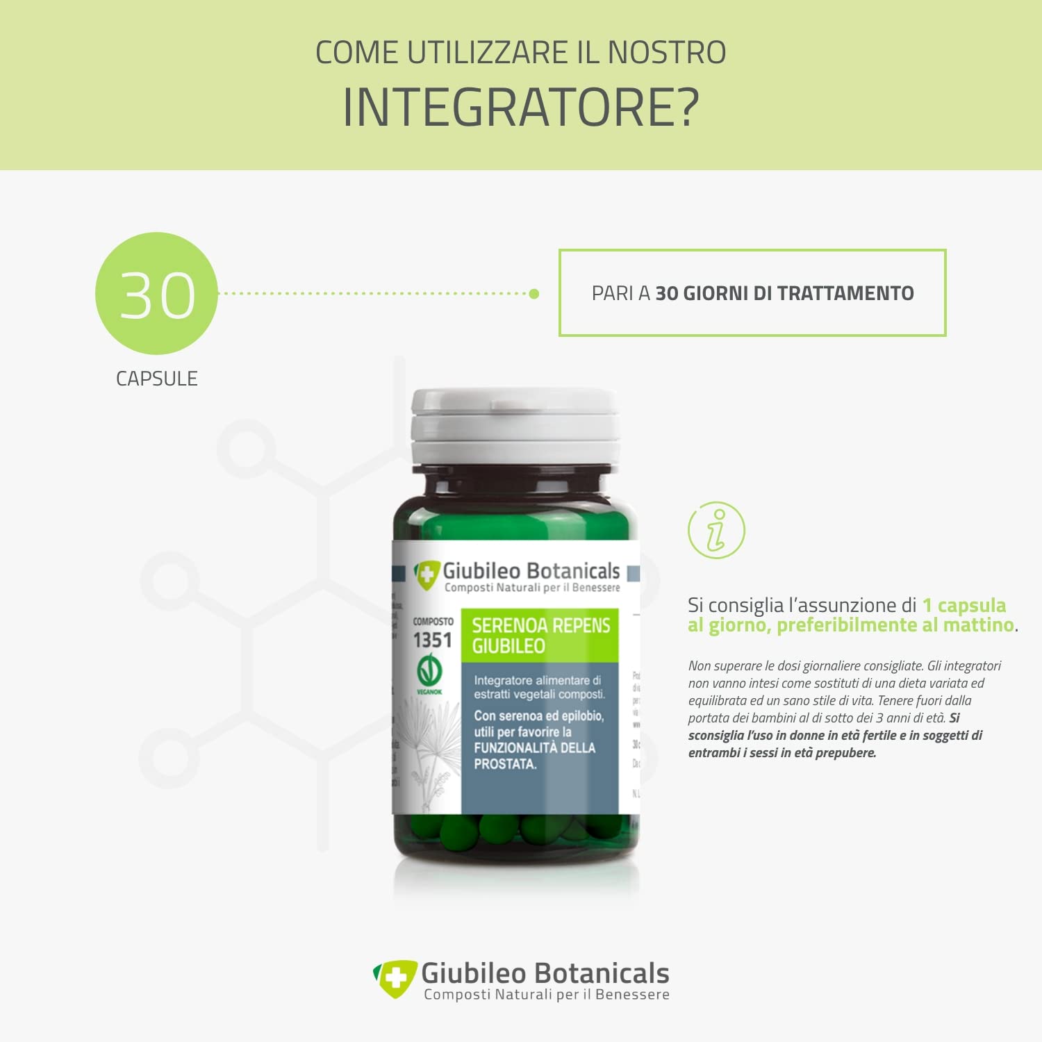 Integratore 100% naturale con SERENOA REPENS, ed EPILOBIO Utili per Favorire la Funzionalità della Prostata. Contiene anche ORTICA, (drenante) - 30 cspsule.