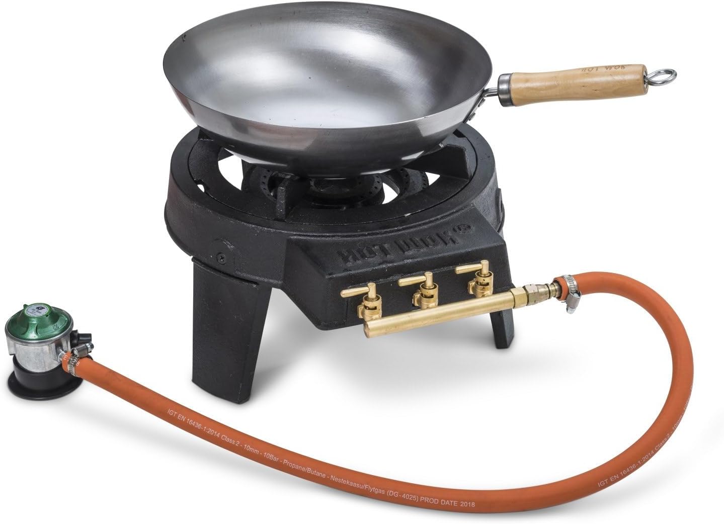 The Cowshed Hot Wok HW3812 Original Wok Set with High Power 12 kWh Burner Regulator and Hose