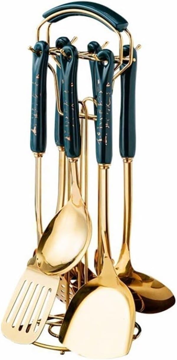 Cooking Utensils Sets Spoons for Cooking Spatulas Stainless Steel Cookware Dining Gadgets Spatulas Spoons 7 Pieces Kitchen Tools (Pink)