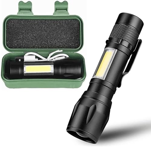 Mini Lanterna Tática LED Recarregável via USB - Design em Alumínio, Super Forte, Com Múltiplos Modos