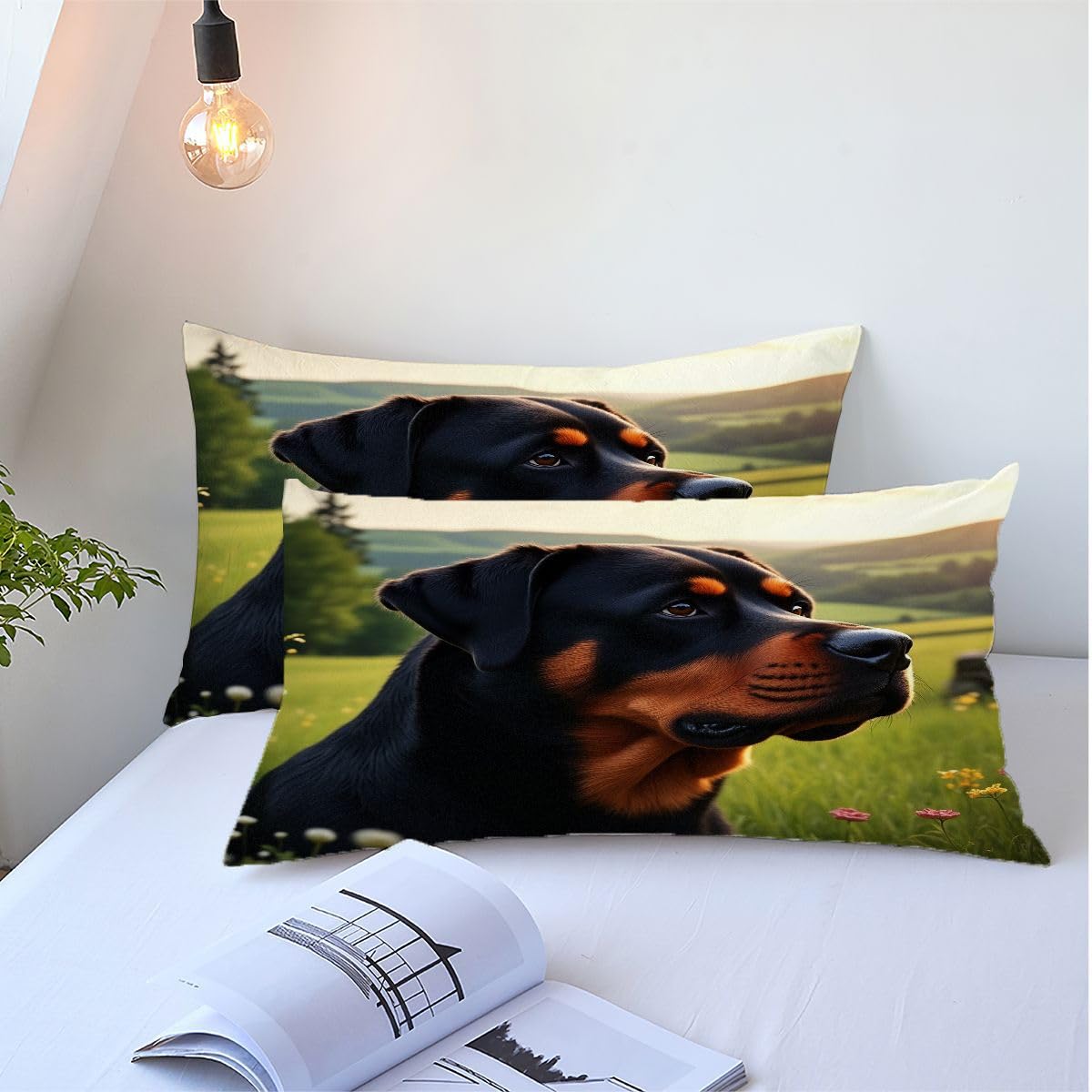 Zestaw pościeli 240 x 260 cm 3-częściowy rottweiler, pościel z nadrukiem 3D z mikrofibry, zestaw pościeli można prać w pralce i łatwy w pielęgnacji dla 2 osób