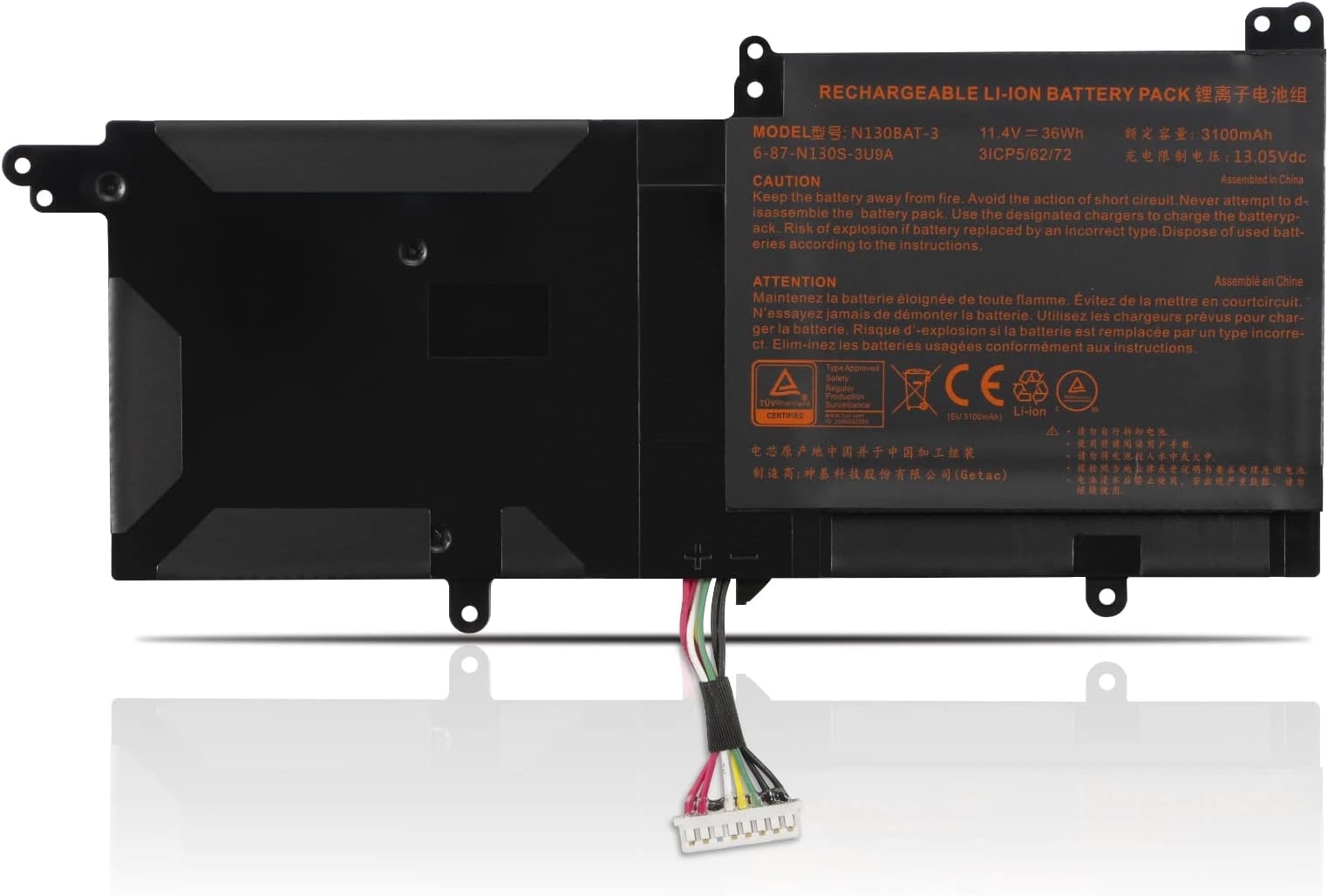 K KYUER N130BAT-3 Battery for Clevo N130BU N130WU N131BU N131WU N141ZU N151ZU Sager NP3130 Haier lingyue S4 Tuxedo InfinityBook Pro 13 V2 14 V3 Galago pro 2 3 Series 6-87-N130S-3U9 6-87-N130S-3U9A