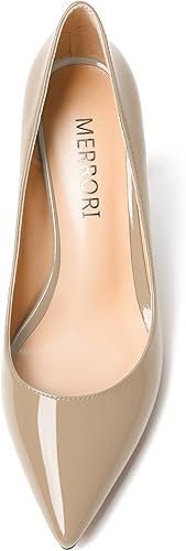 Miniatura 3 de MERRORI Zapatos de tacón alto con puntera puntiaguda sólida para mujer, zapatos de tacón alto de aguja de 3.3 pulgadas