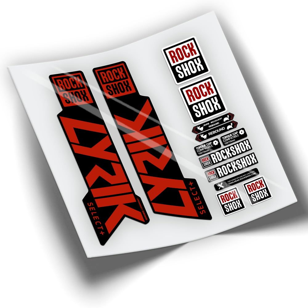 REF:VP372 Rock-Shox LYRIK SELECT Fork Compatible Stickers + 2019-2022 MTB Mountain Bike Stickers Decals Decals Decals (RED)