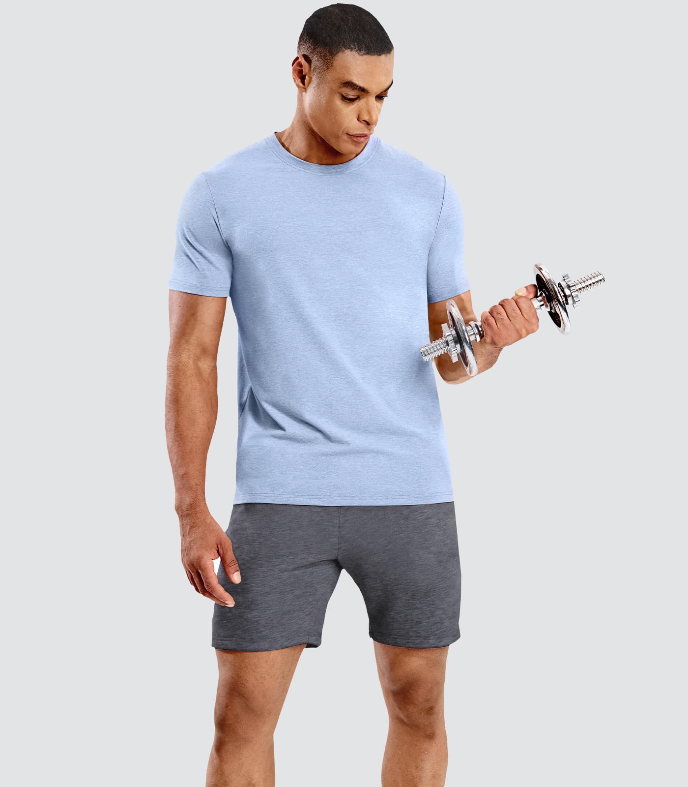 MIER Maglietta da uomo a maniche corte Dry Fit morbida maglietta atletica traspirante attiva casual da corsa top girocollo