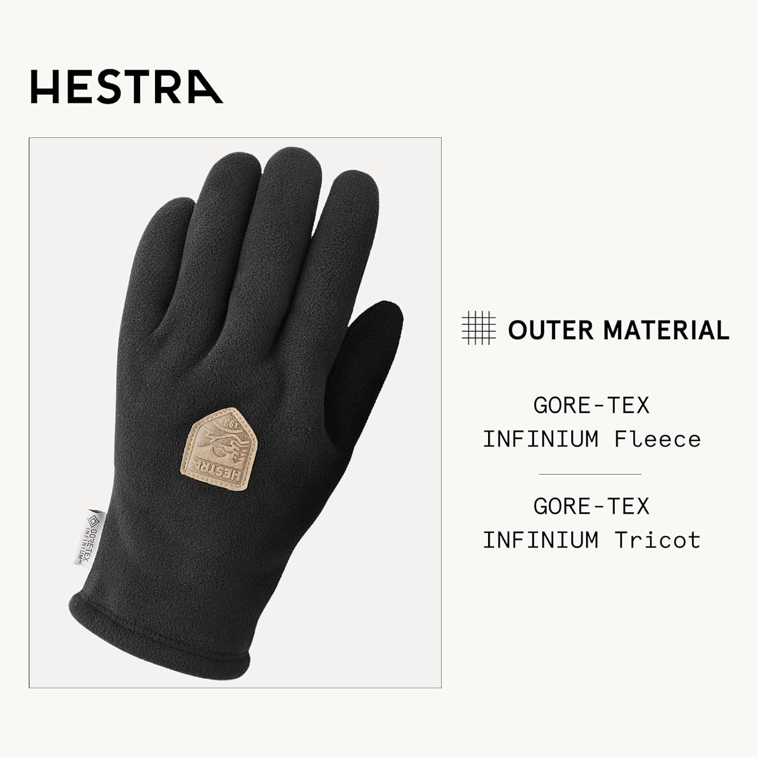 Hestra Infinium Fleece 5-Finger Glove, Windproof, Breathable Warm Glove for Hiking & Cold Outdoor Recreation