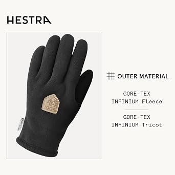 Hestra Infinium Fleece 5-Finger Glove, Windproof, Breathable Warm Glove for Hiking & Cold Outdoor Recreation