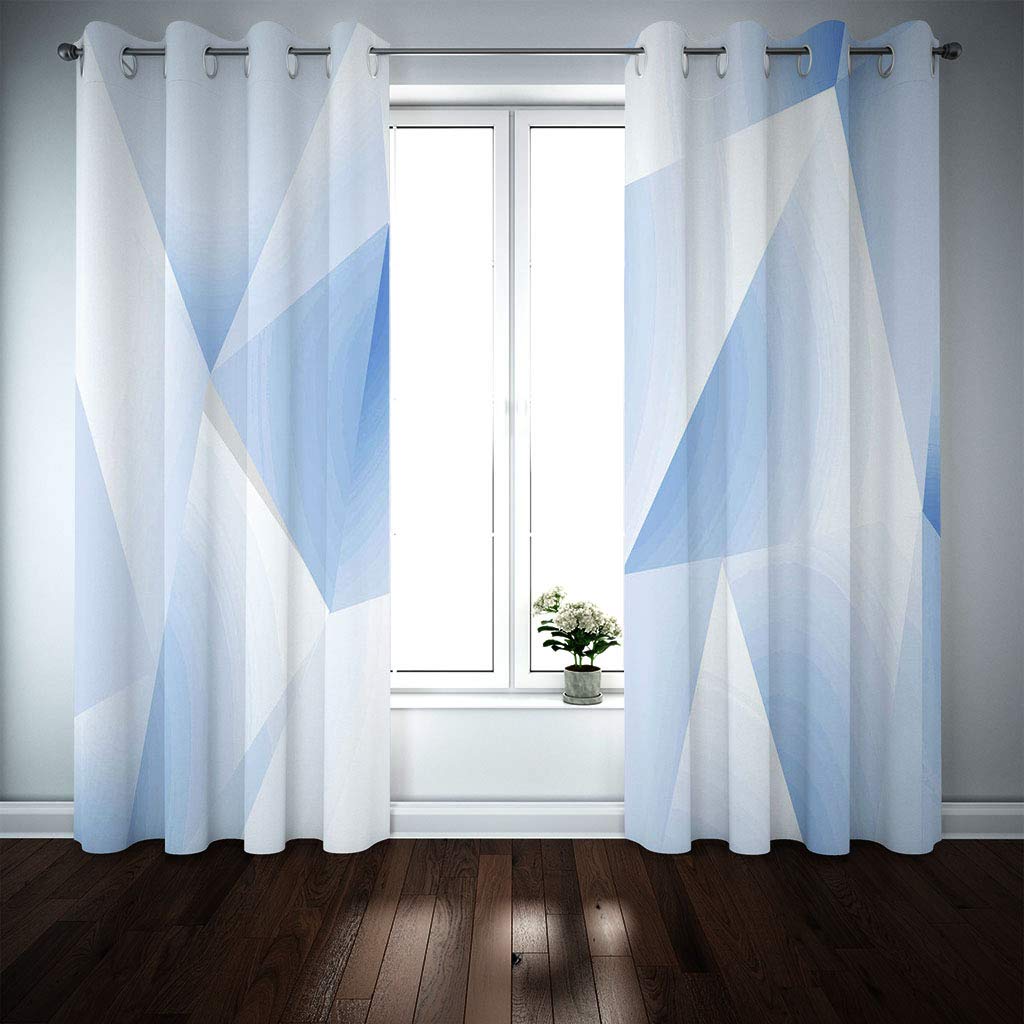 Rideaux Occultants Thermique Phonique Géométrique Frais Bleu Et Blanc 234X230Cm Rideau Fenetre Salon Moderne À Oeillets Lot De 2 Rideau Chambre Enfant Fille Garcon Adulte Rideaux Et Draperies Intér