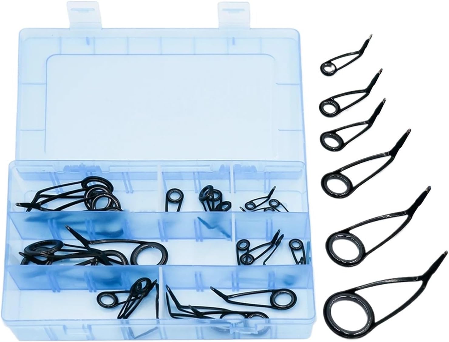 Fishing Rod Guides 7~50Pcs Fishing Rod Guides Repair Kit Stainless Steel Ceramic Ring Replacement Saltwater Freshwater