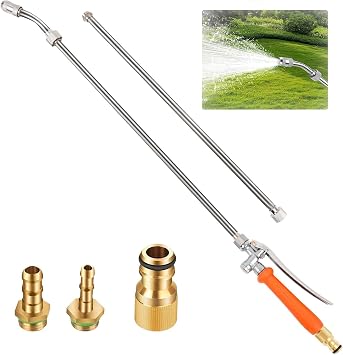 44 inch Sprayer Wand Replacements, Sprayer Wand Parts with Ergonomic Long Handle, 3/8" & 1/4" Brass Barb Universal for Spray Wands for Garden Hose