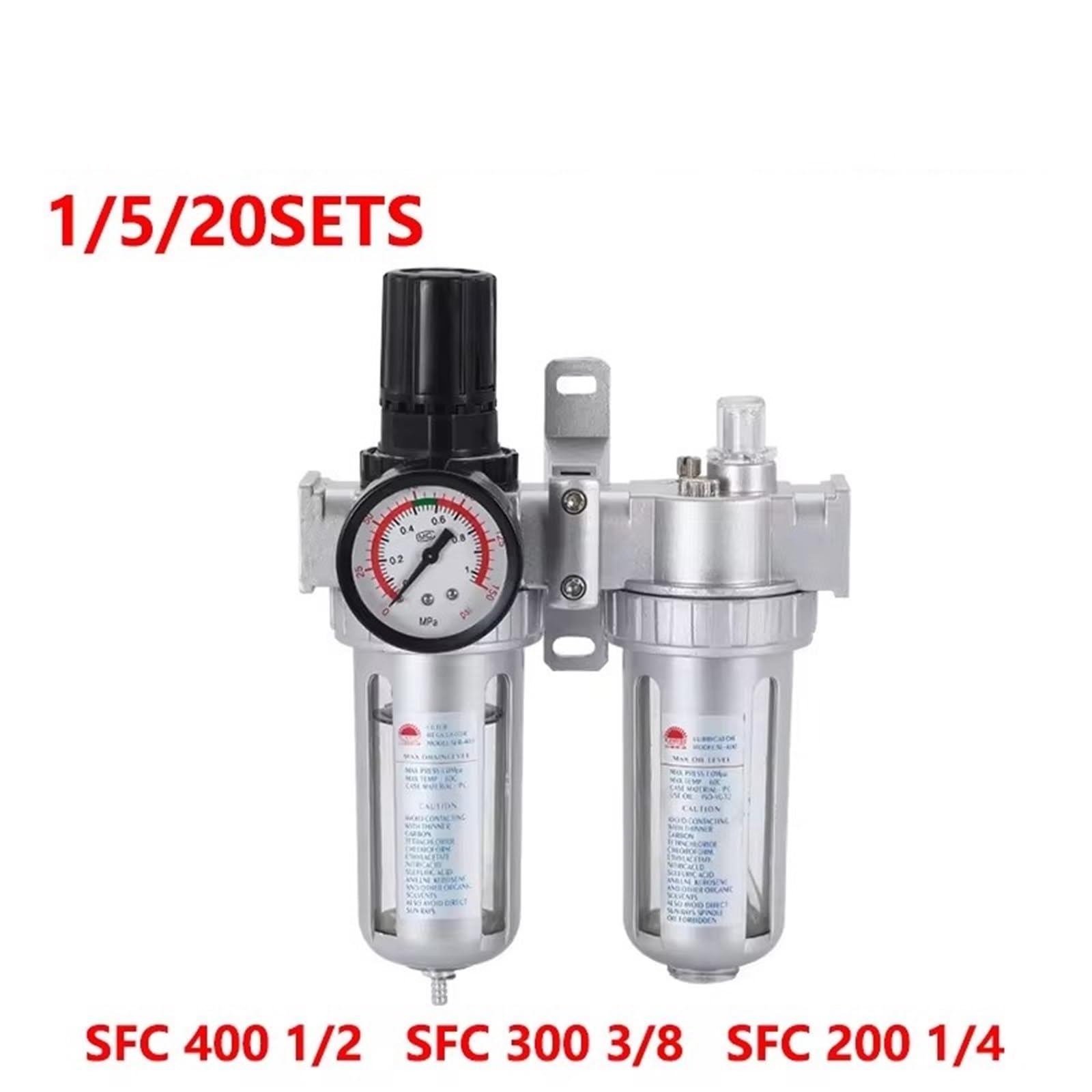 Unidad de tratamiento de aire SFC400 1/2 SFC300 SFC200 Filtro separado de aceite y agua Compresor de aire Regulador(SFC 6mm Fitting,400)