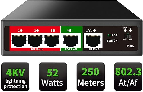 Vista 62 de STEAMEMO Switch Gigabit PoE de 16 puertos, conmutador Gigabit Ethernet administrado inteligente, 16 puertos PoE+ a 240W, Plug and Play, Vlan, sin
