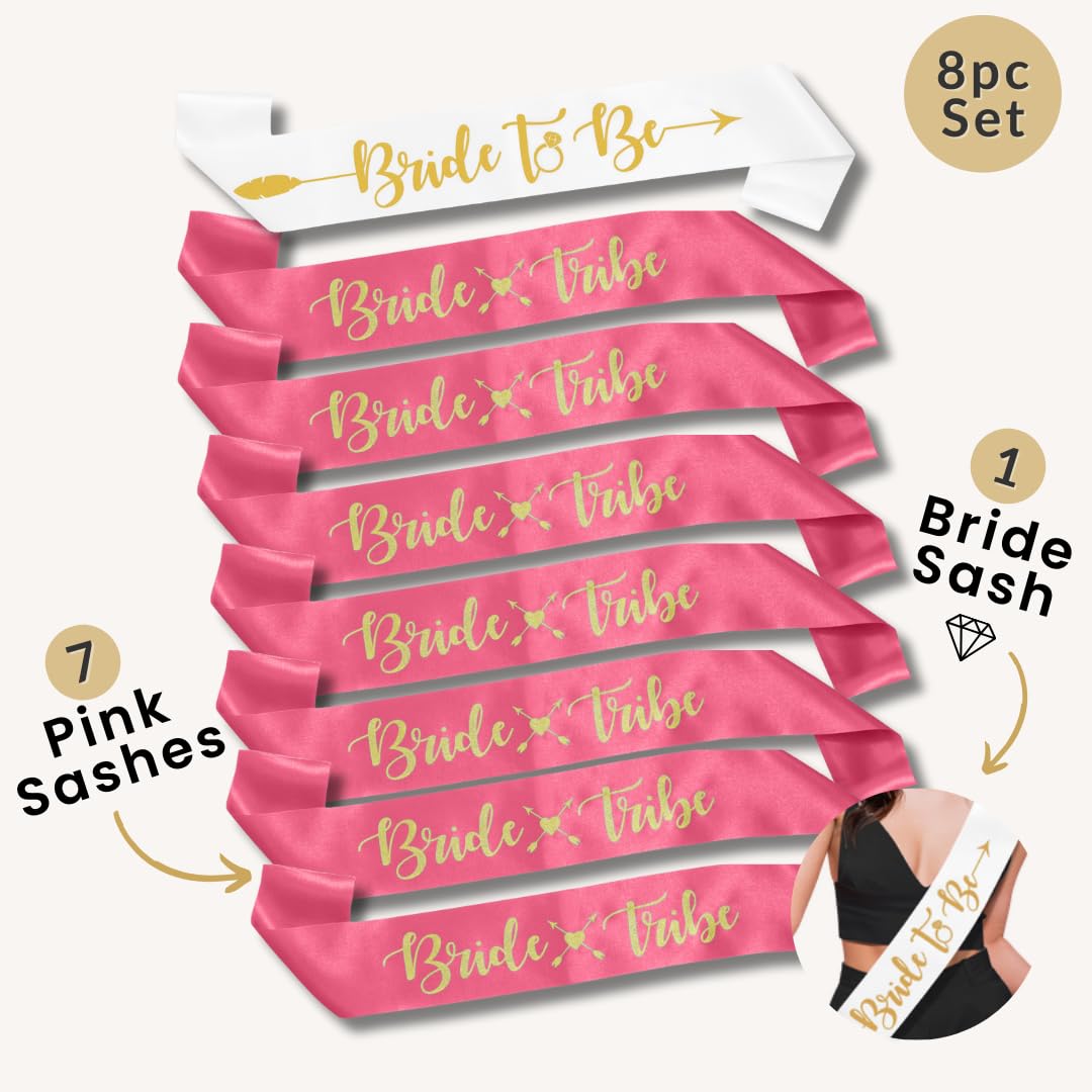 Juego de 8 fajas de dama de honor para despedida de soltera (rosa)