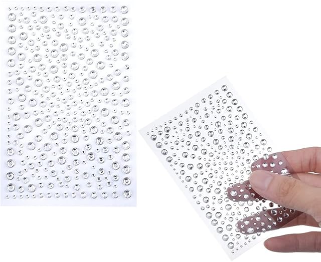 Clear Rhinestone Stickers, Sticky Diamante Gems Diamonte Stickers Self-Adhesive Jewels Stickers for Face Bling Crystal Stickers Multicolored Gems Stickers for DIY Craft Nail Body