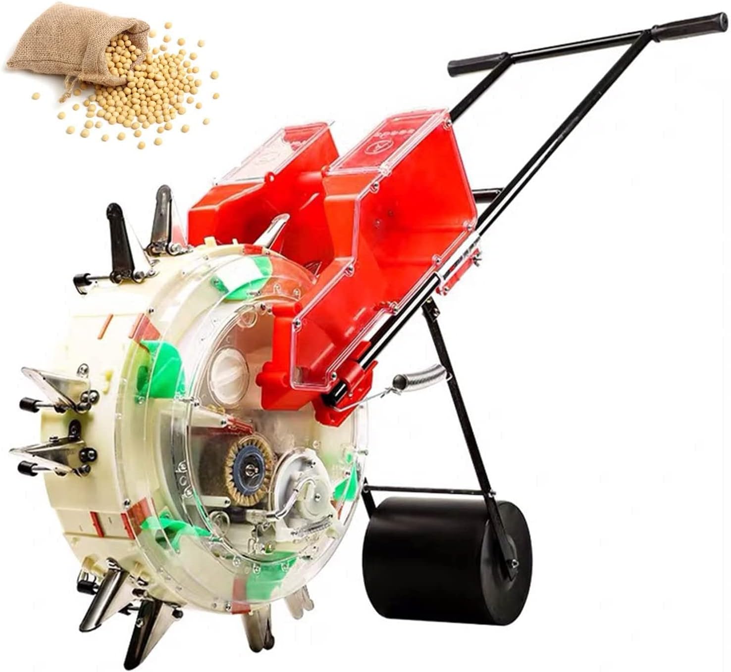 5/6/7 Hole Garden Seeder, Portable Hand-Push Roller Seeder, Multi-Function Lawn Fertilizer Spreader, for Corn Cotton Soybean Peanut,5 Mouths