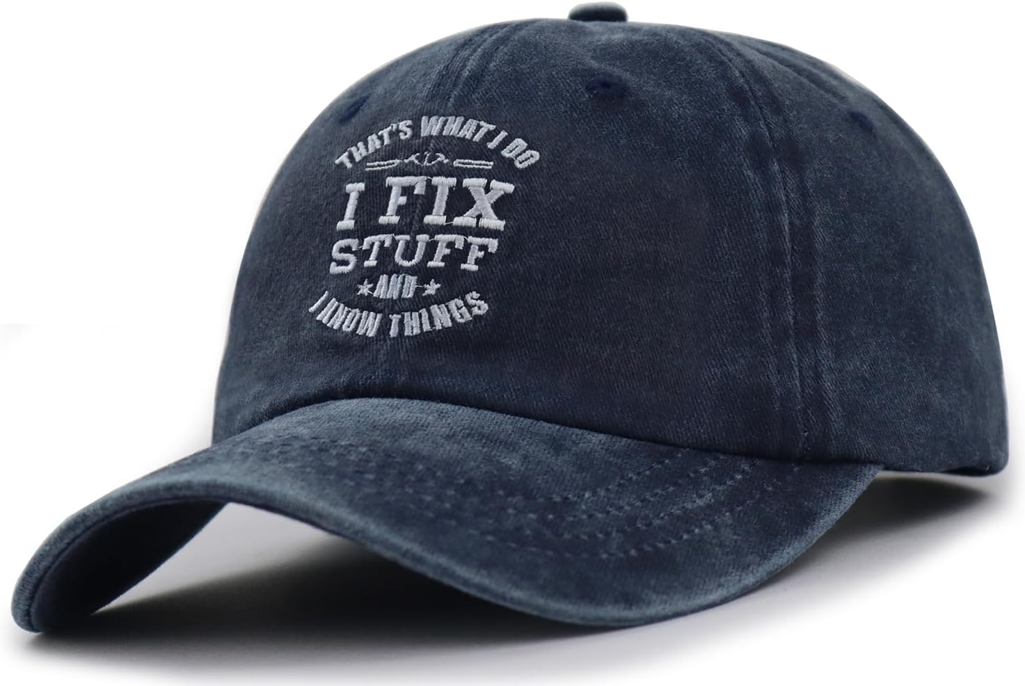That's What I Do I Fix Stuff and I Know Things Hat for Men, Adjustable Embroidered Cotton Papa Baseball Cap - Image 2