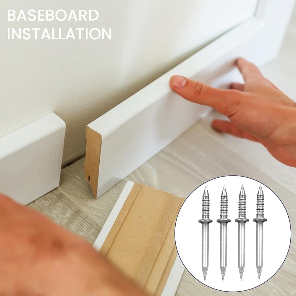 Double Head Nails, 200PCS Seamless Double Head Baseboard Wire Nails, Foot Line Nails without Marks, with 2PCS Specific Sleeve Tool, Invisible Safety Small Screw Nails