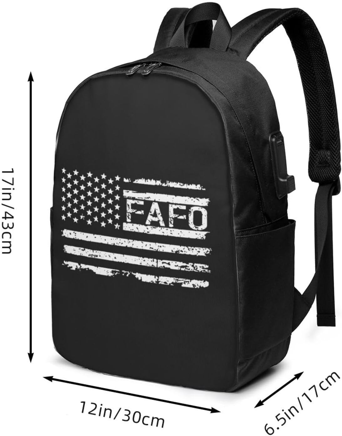 Fuck Around Find Out FAFO Travel Laptop Backpack with USB Charging Port Funny Gift 17 Inch Computer Business Backpacks for Women Men Work College Casual Daypack Bag,Black image 4