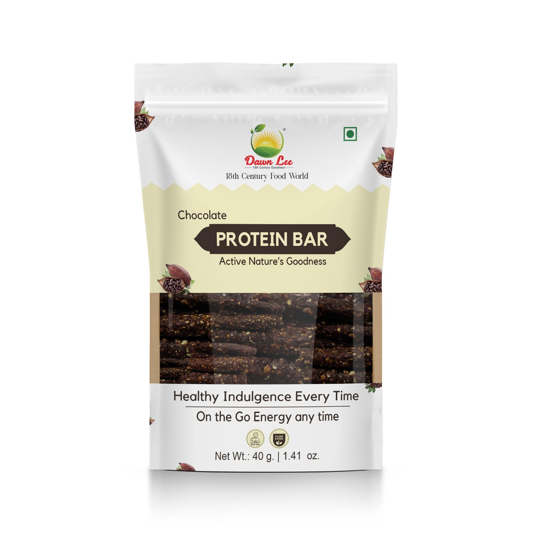 Dawn Lee Chocolate Protein Bar 40g | Gluten-Free | 8g Protein | No-Bake Snack with Cocoa, Nuts & Seeds | Natural Energy Bar for On-the-Go | Clean Label & Minimally Processed-image-6