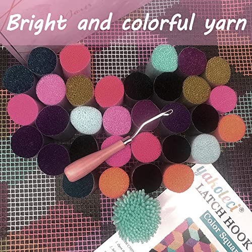 YAKOLECI Craft Latch Hook Kits for Adults, Pre-Printed Handmade Rug Crochet Yarns DIY Door Mat Kits for Home Decor Festival Gift 23.6\"X15.8\" - Thumbnail 5