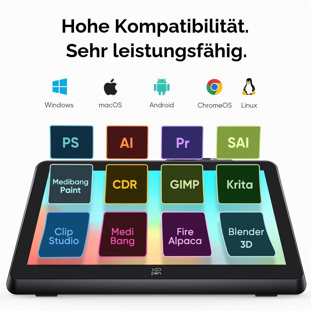 XPPen Artist 22 Plus Grafiktablett mit Display, 21,5 Zoll FHD 130% sRGB,16384 Druckstufen, Batterielos Stift, Entspiegeltes Bildschirm, kompatibel mit Windows MacOS Chrom Android Linux