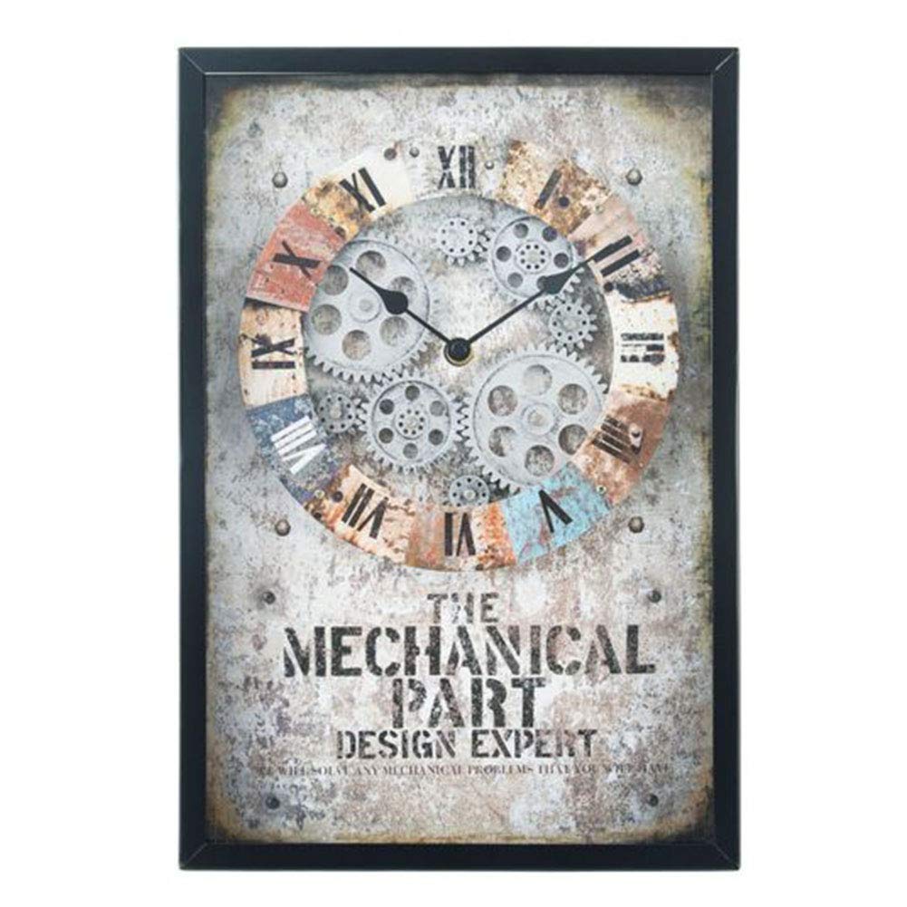 VHKJewE Roman Numerals Metal Rotating Gear Wall Clock 28x6x40cm