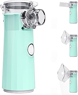 Portable Nebulizer, Handheld Nebulizers for Travel and Household Use, Quiet Nebulizer Machine for Adults & Kids, Cool Steam Inhaler for Breathing Problems, Green