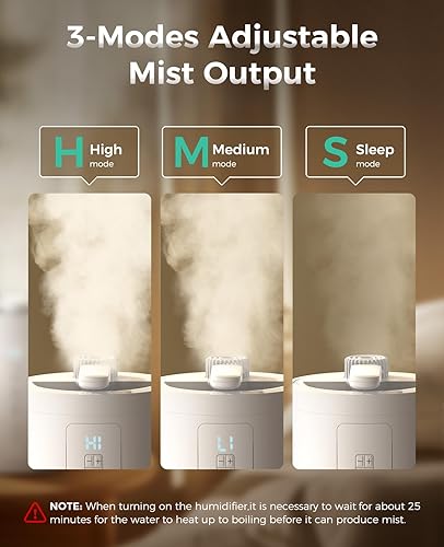 Miniatura 5 de Humidificadores de niebla cálida y saludable para dormitorio, humidificador de acero inoxidable de 100 onzas, fácil de limpiar, humidificador de