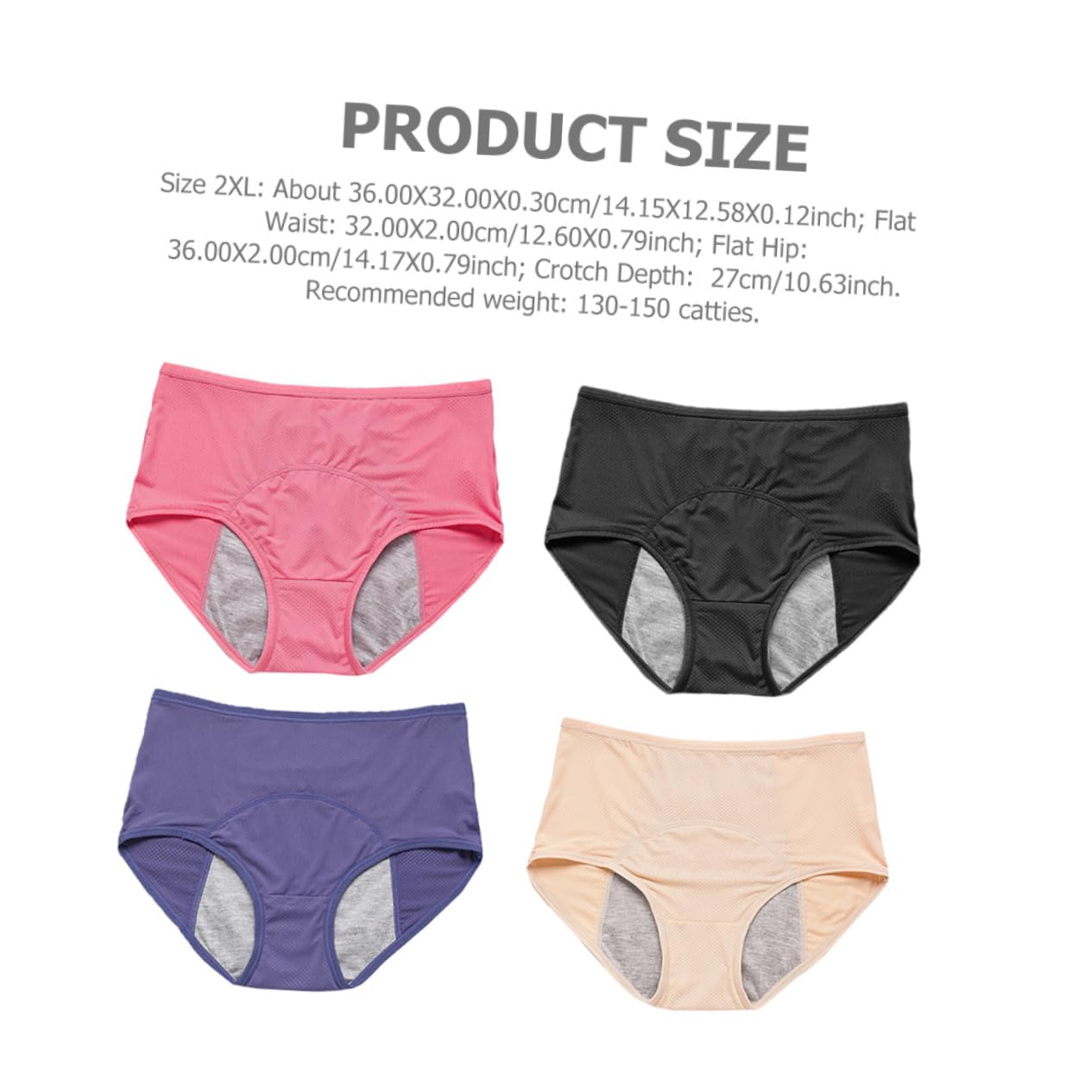 IMIKEYA Bragas Menstruales 4piezas Tallas L-3xl de Nylon para Mujer