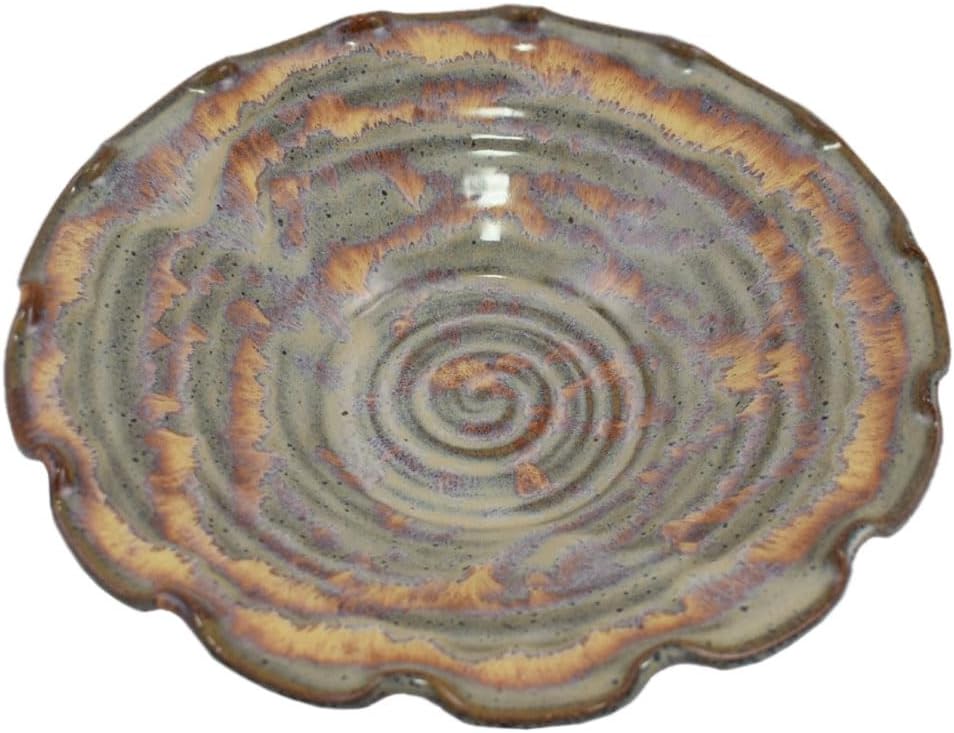American Made Stoneware Pottery Fluted Serving Bowl, 11-Inch, Honey Meadow Collection