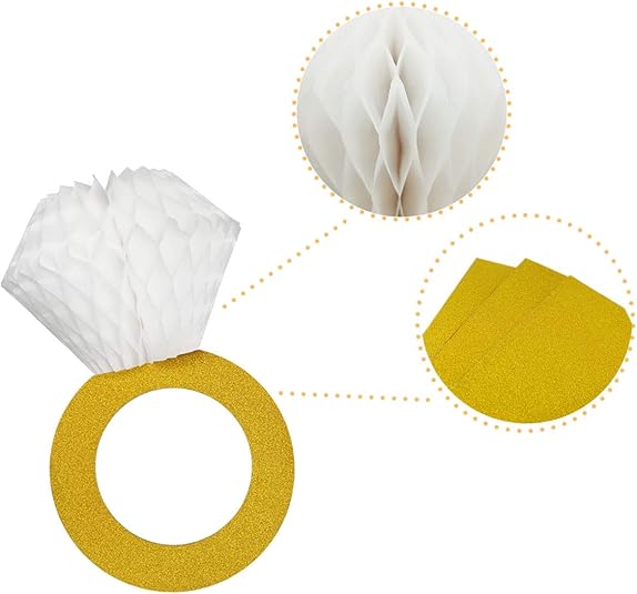 Glam Gold Honeycomb Diamond Rings - Wedding Decor