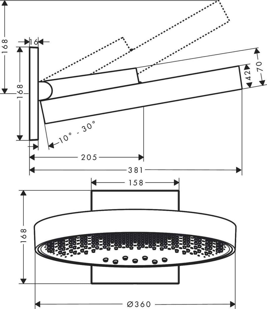 Amazon.co.jp: hansgrohe Rainfinity シャワーヘッド 360mm ラウンド 3