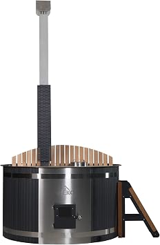 Stainless Steel Hot Tub & Cold Plunge Tub | Wood-Fired Heater | Zero Electricity Required | Leak-Free Design | Insulated Cover and Step Stool Included | Easy Assembly | 3-5 People