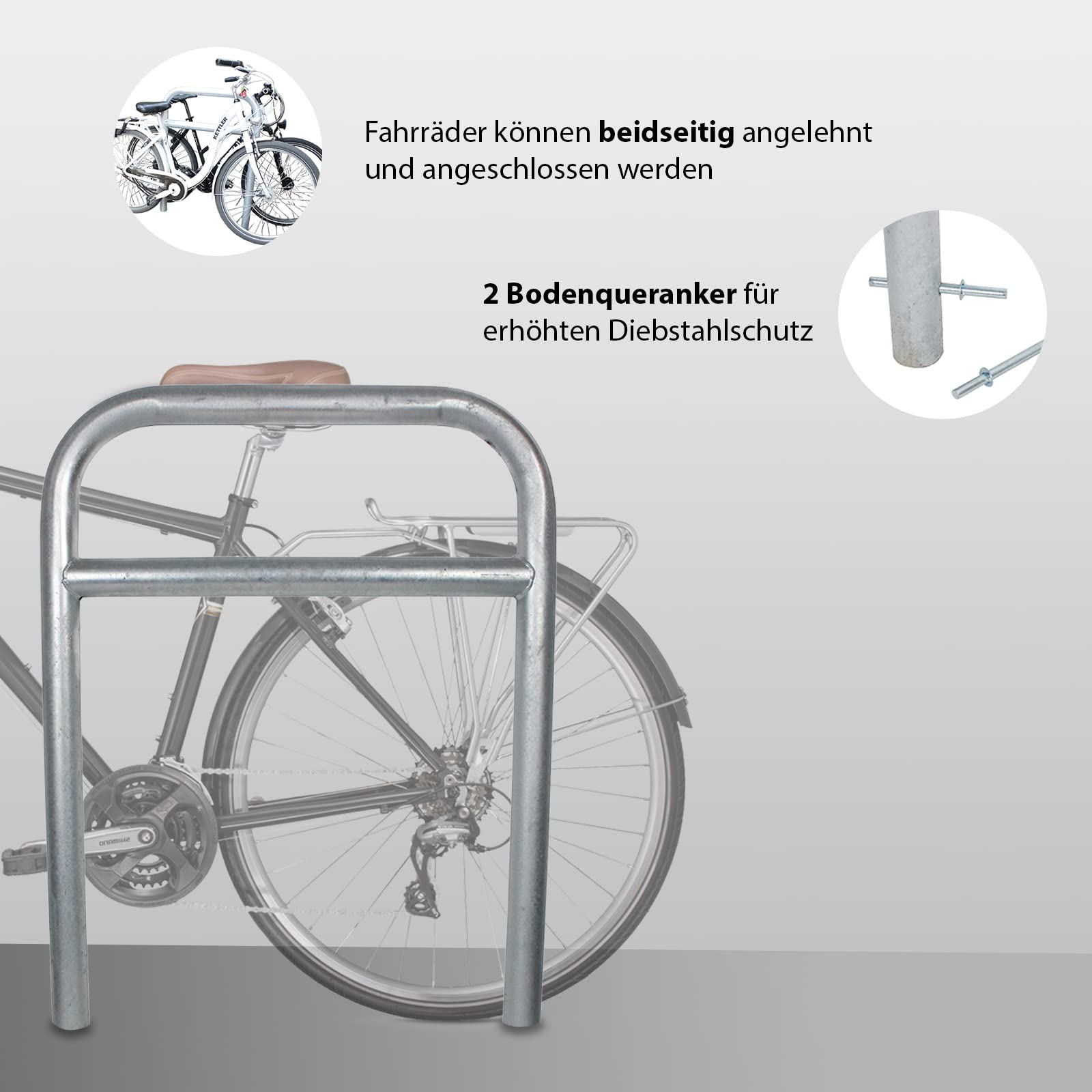 TRUTZHOLM Fahrradanlehnbügel zum Einbetonieren Fahrradständer Anlehnbügel Anlehnständer Poller Ständer feuerverzinkt Fahrradständer Fahrrad Ständer Rad Baumschutzbügel