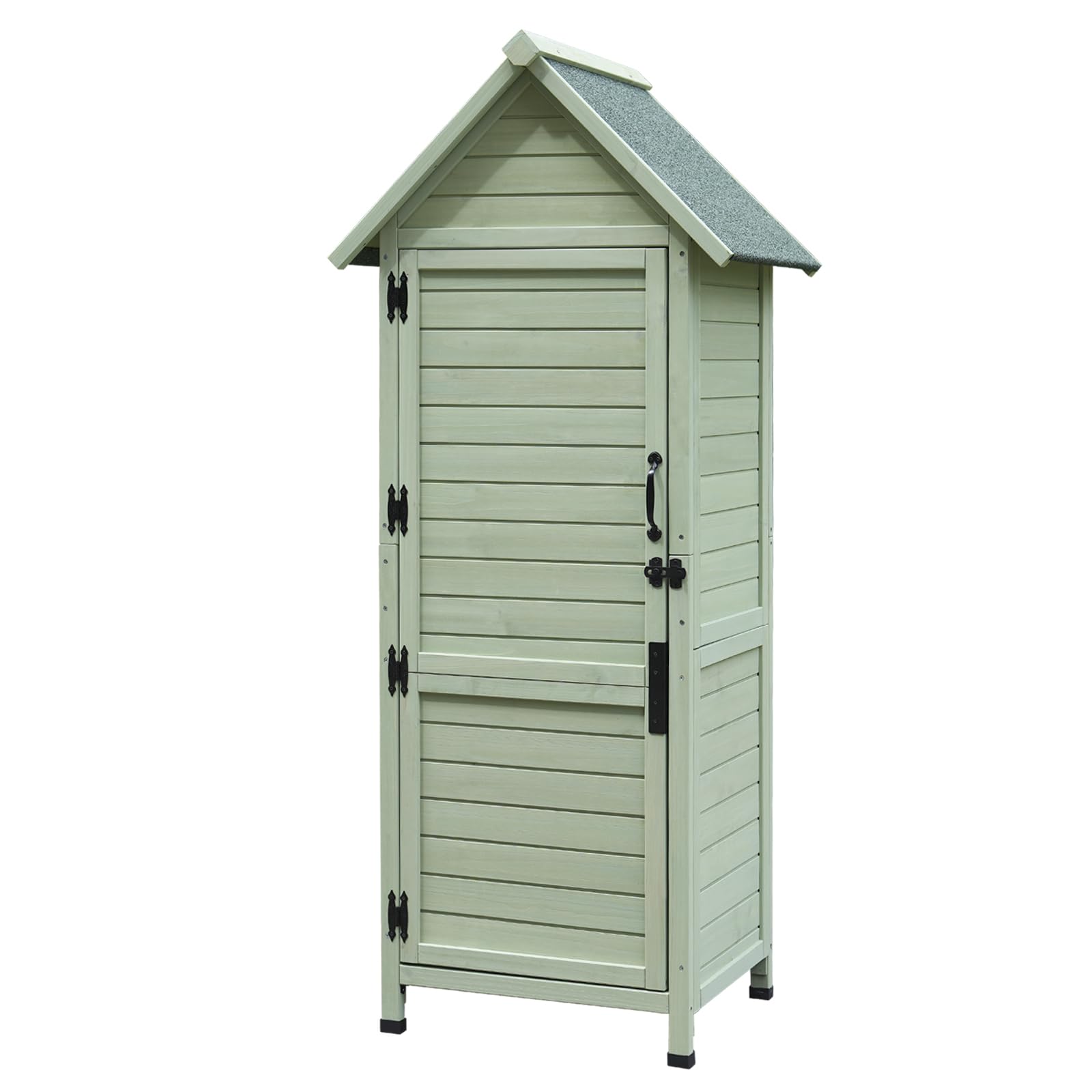 Gartenschrank Grau 3 Regalböden Asphaltdach grün
