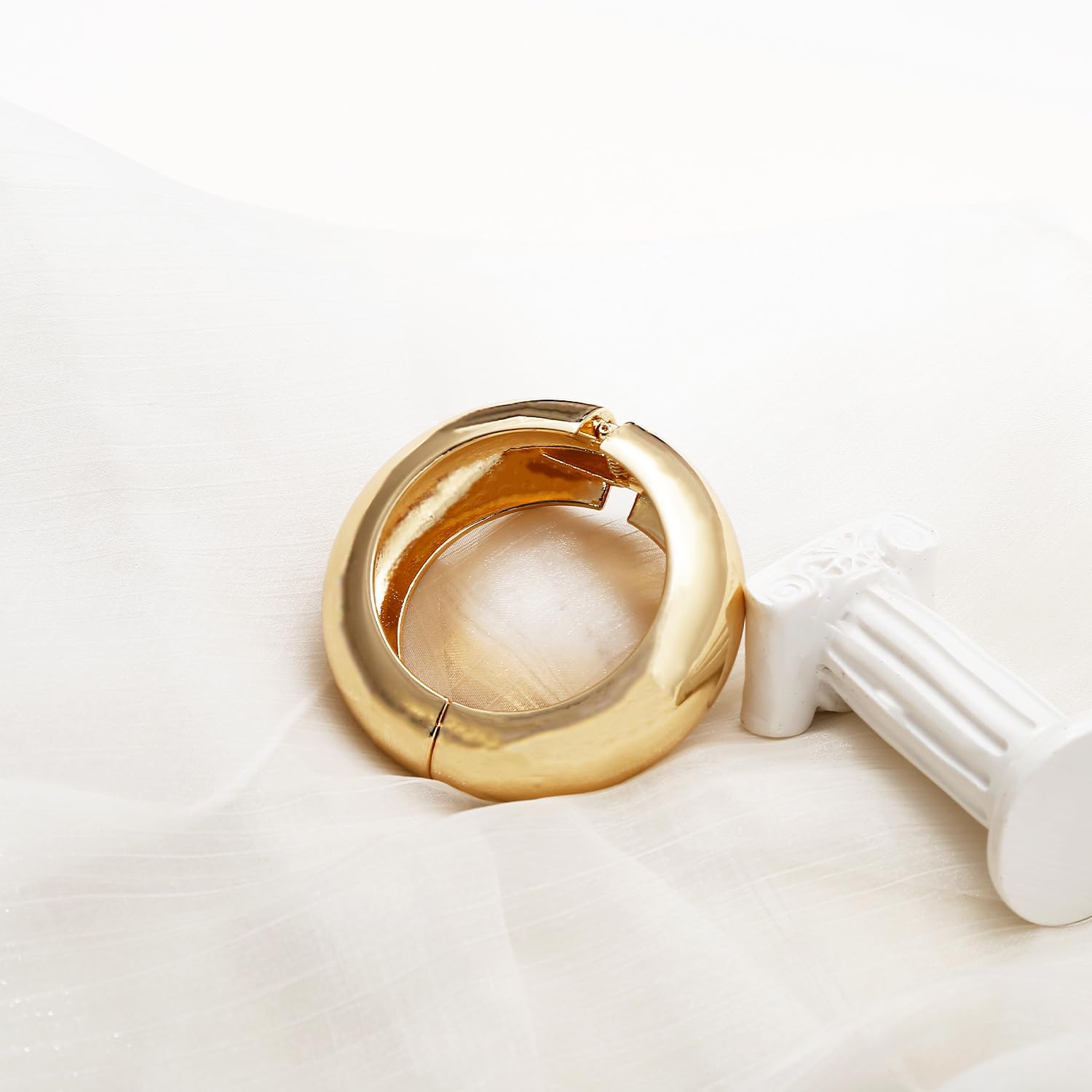 BROCC 2Pcs Gold Chunky Cuff Bracelets for Women Adjustable Bangle Gold Plated Twisted Hinged Bangle Bracelet Fashion Jewelry Trendy Cuff Bracelet for Daily Wear - Image 3