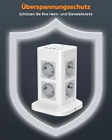 TESSAN 8 aljzatos elosztó USB-C és 4 USB porttal, túlfeszültségvédelem, 2m kábel, 3600W 4