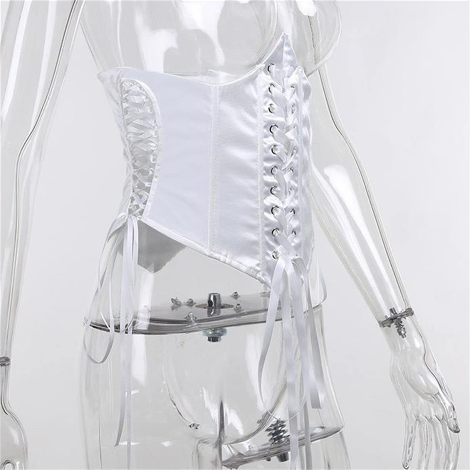 VnimVinter Women Off Shoulder Mesh Mini Dress Long Puff Sleeve Bell Sleeve A-line Swing Mini Dress: Small #2-white Corset