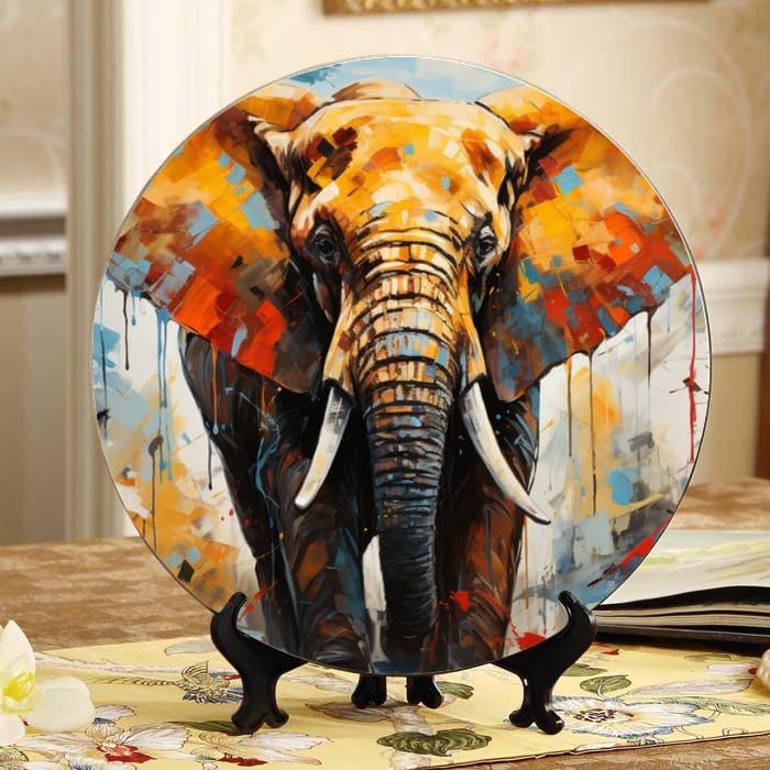 Mechanical Bird's nest and semi-Mechanical Bird 10-inch Ceramic Plate for Wall Display or Tabletop, with Stand & Hook DP-68271051