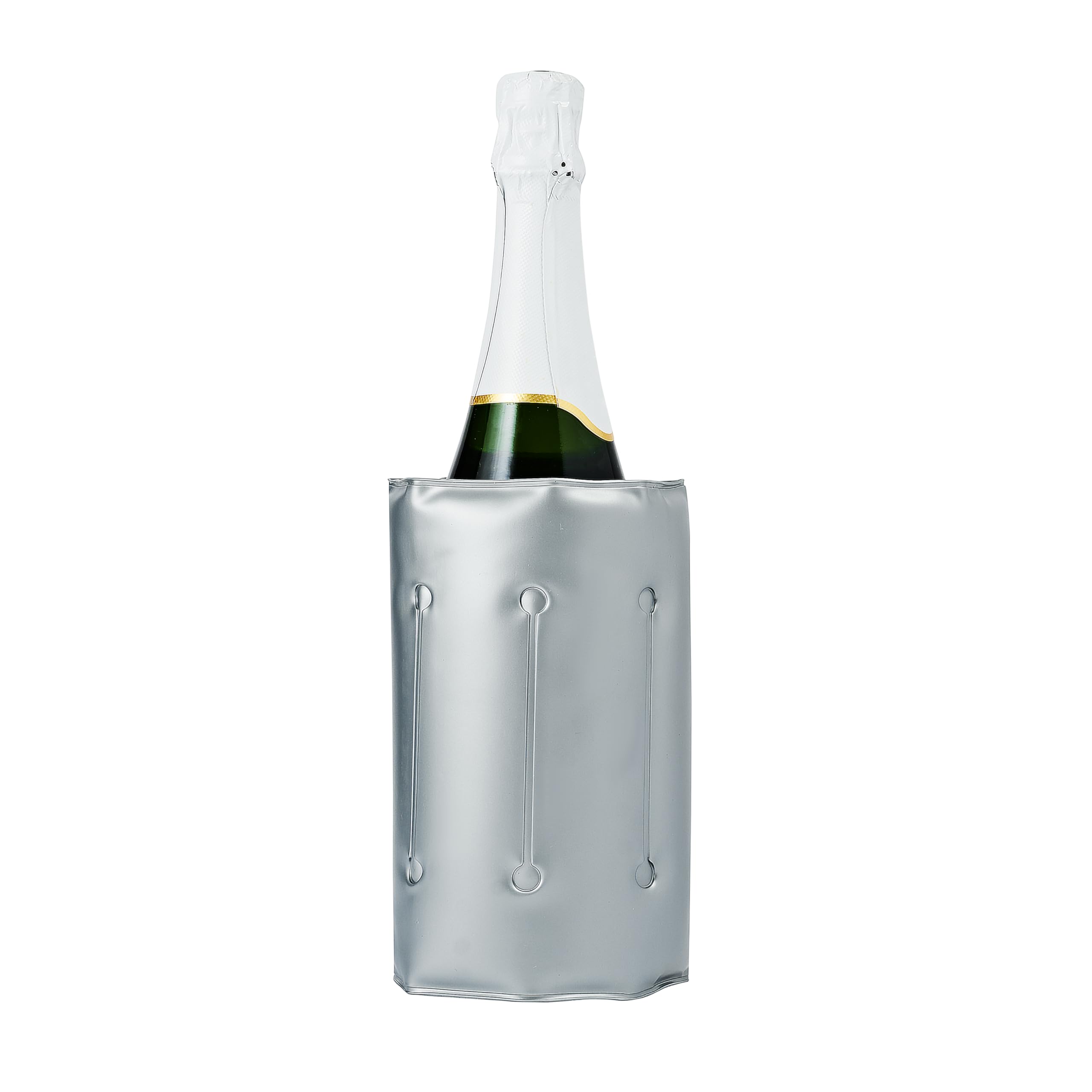 Enfriador de Botellas de Vino Gris con Cierre de Velcro | Incluye Escanciador Antigoteo Acero Inoxidable | Regalos Originales para Hombre | Accesorios para Vino | Ideal Champagne, Cava y Blanco