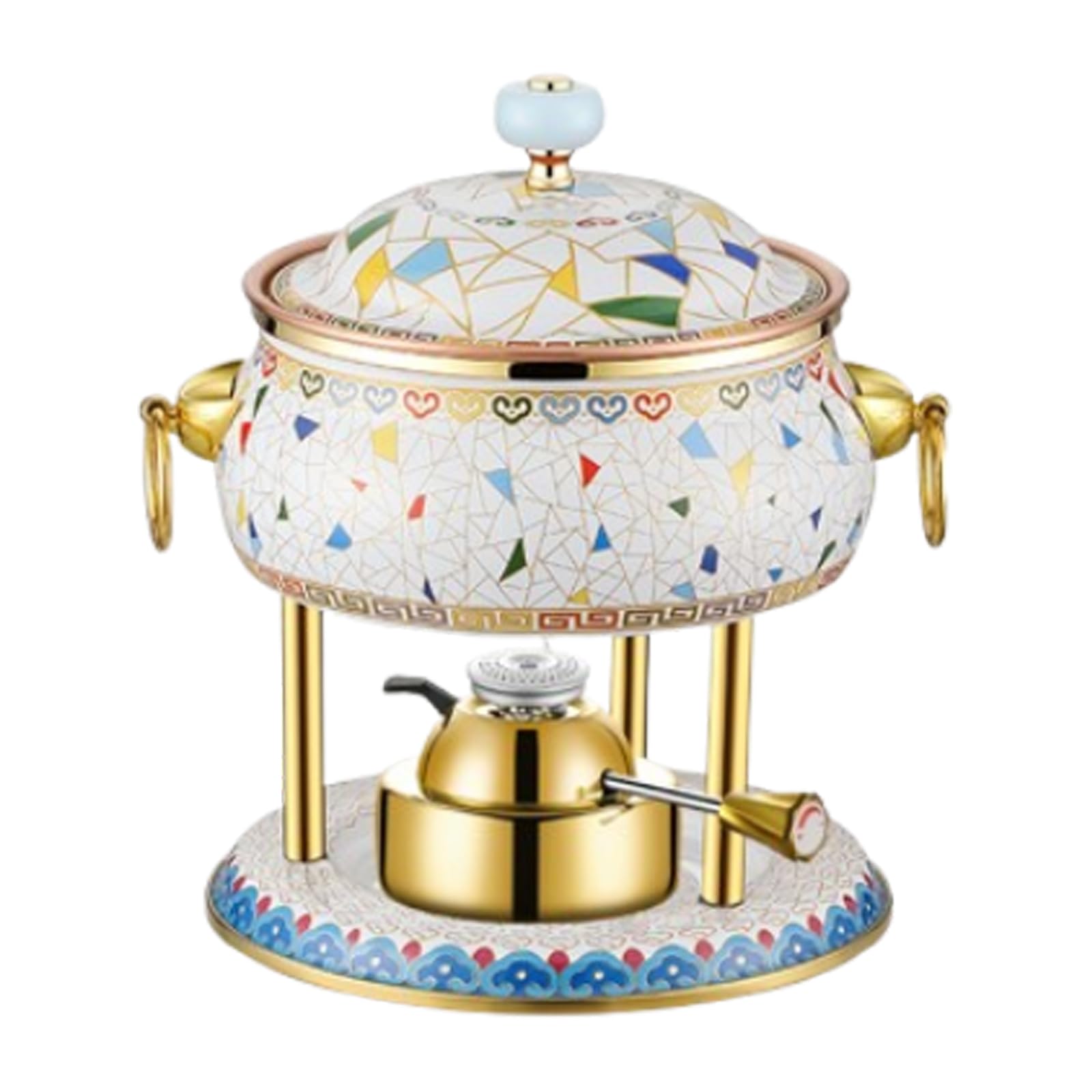 HTTGDGDH China Copper Pan Chinese Vintage Style Single Cooker Kitchen Cookware With Pan Lid Chinese Fondue Hot Pot Cookware,G,A