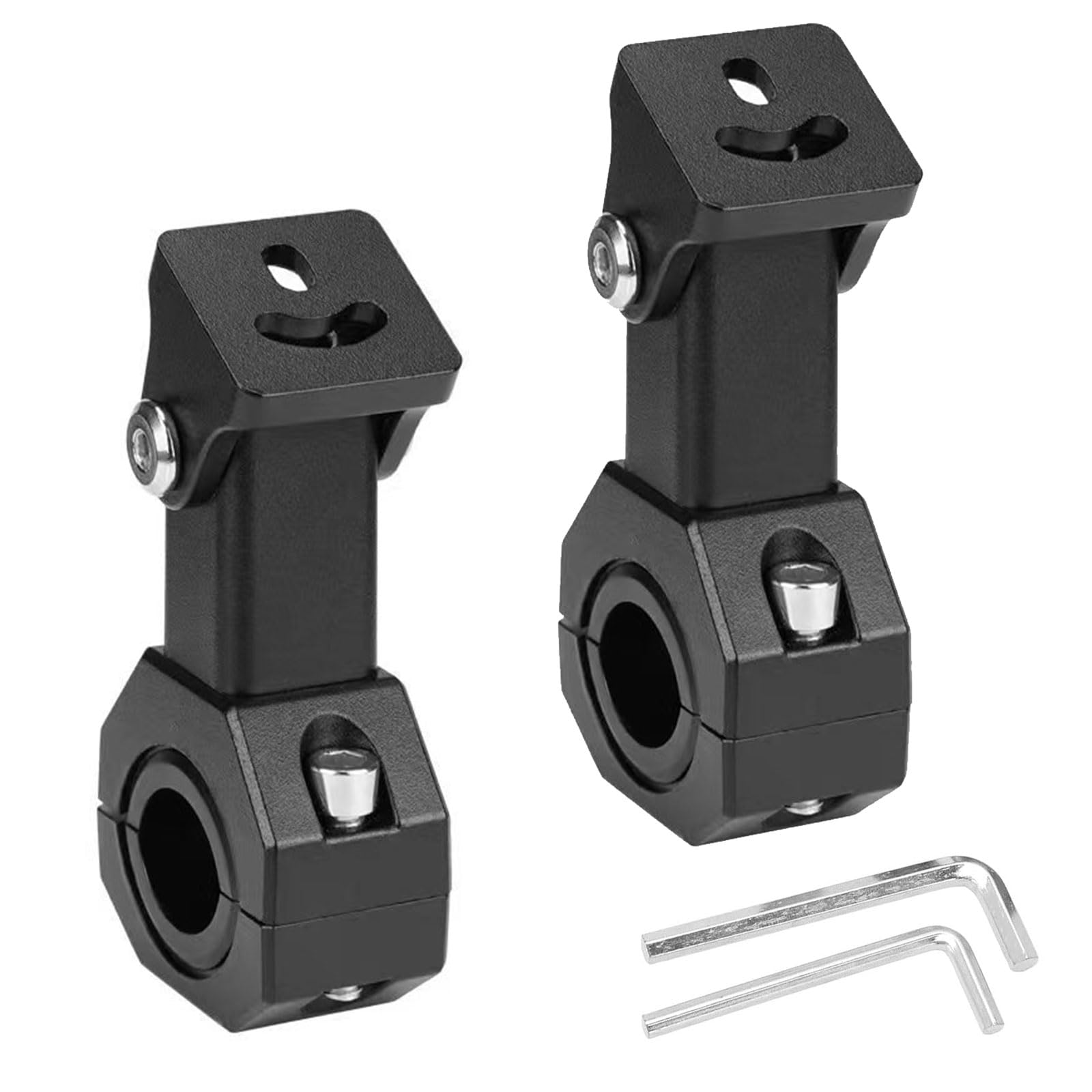 ANBOO 2 Pcs Motorcycle Mounting Bracket, Spotlight Mounting Bracket, Aluminum Light Bar Mounts with 2 Wrench, M5 Aperture 18mm‑32mm Adjustable Spotlight Fixing Bracket for Motocross Off Road ATV UTV