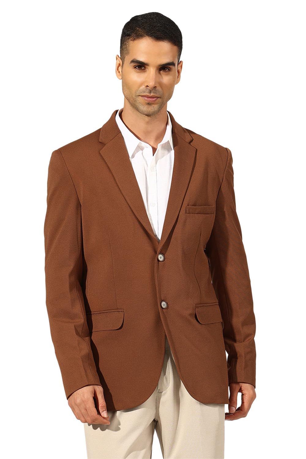 showoffff Men Solid Single Breasted Formal Blazer | Notched Lapel Full Sleeves Cotton Blazer for Mens | Regular Fit Regular Length Blazer for Men's-picture-31